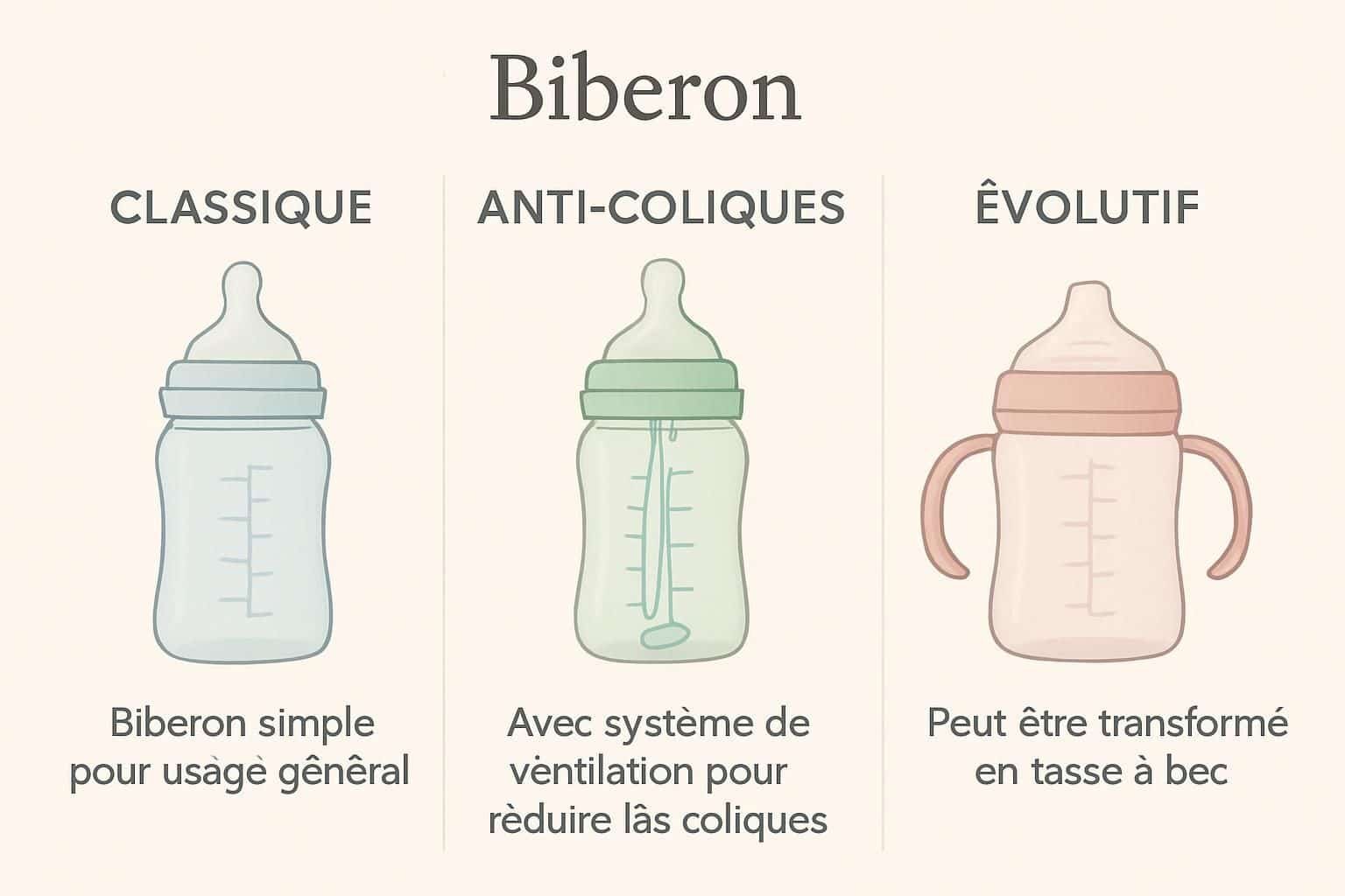 Découvrez comment choisir le biberon idéal en fonction des matériaux, des débits et des formes pour garantir le confort et la sécurité de votre bébé.